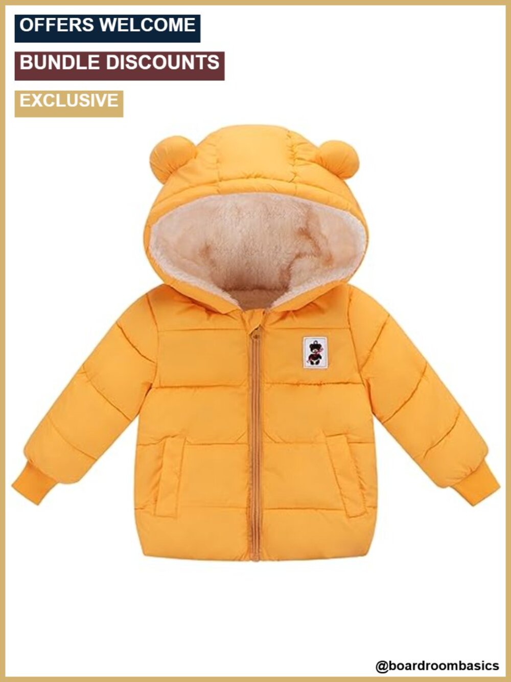 Toddler Fleece Jacket Zip Up Hood Bear Ears Winter Coat